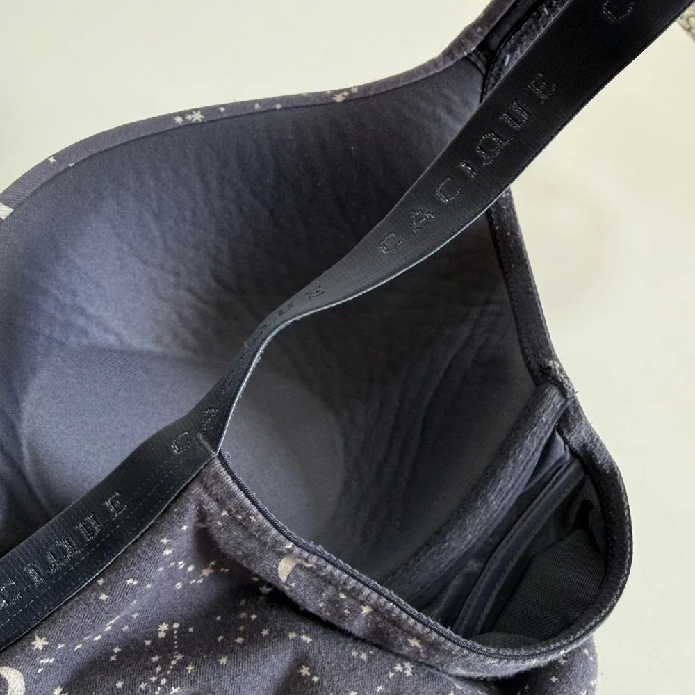Cacique Celestial Print T Shirt Bra‎ 42C Moon Stars Full Coverage Lounge